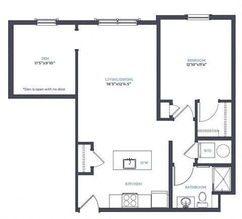 1 bed 1 bath A1.2 Floor Plan at Canfield Park at Fairfield Metro, Connecticut, 06605